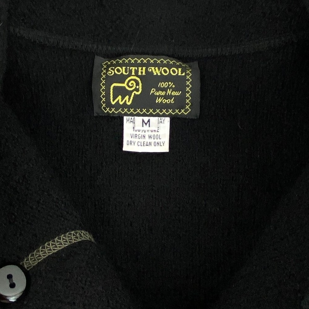 South Wool Cardigan Jacket Womens M Virgin Wool Black Luxury Sweater Coat - Picture 4 of 8